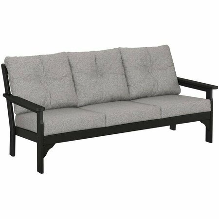 POLYWOOD Vineyard Black / Grey Mist Deep Seating Sofa 633GN69BL145